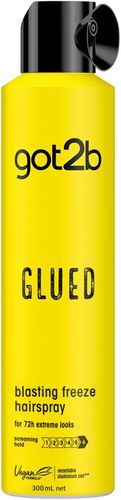 Got2b Glued Hairspray, Blasting Freeze Spray, Strong Hold Hairspray for Up to 72 Hours, Vegan, Silicone Free, 300 ml