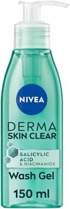 NIVEA Derma Skin Clear Wash Gel (150ml), Deep Cleansing Salicylic Acid Face Wash Enriched with Niacinamide to Cleanse Pores and Remove Impurities, For Blemish-Prone Skin