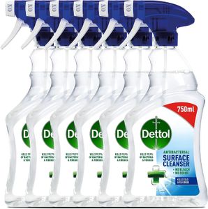 Dettol Antibacterial Disinfectant Surface Cleaner, Original Fragrance, Pack of 6, 6 x 750ml, Total of 4.5L